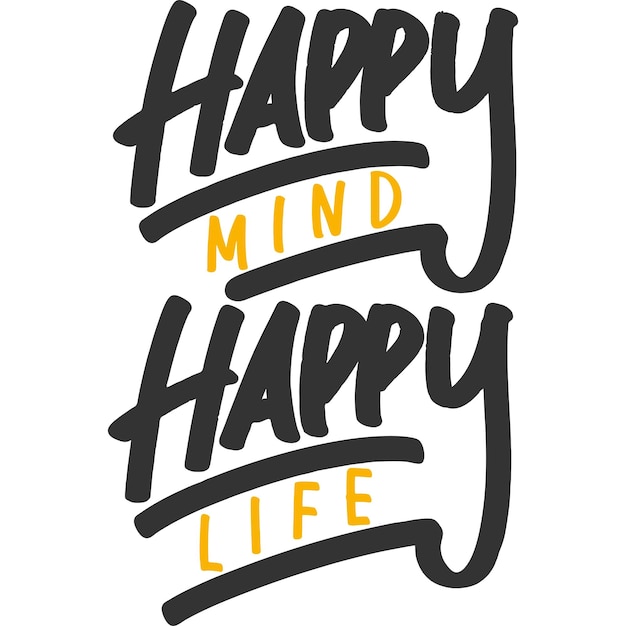 Happy mind happy life motivación tipografía cita diseño