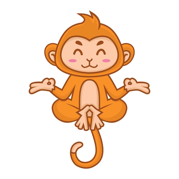 Vector happy monkey yoga