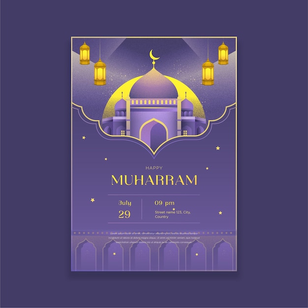 Happy Muharram poster template publicaciones de año nuevo islámico