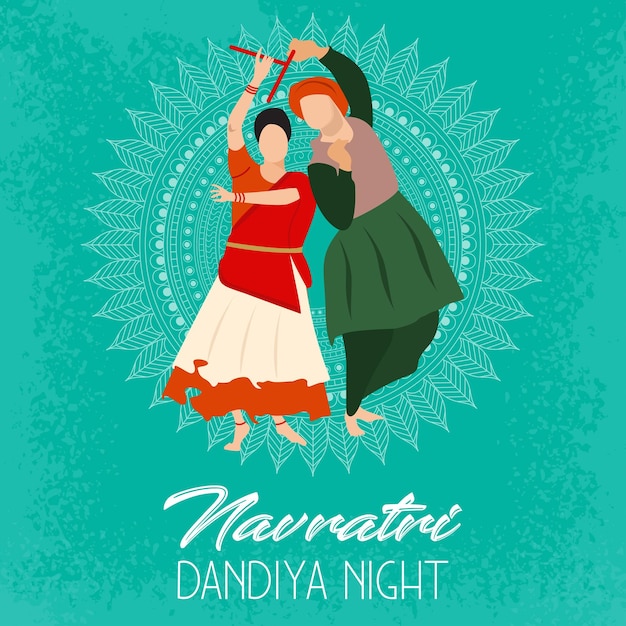 Happy Navratri Dandiya Noche Diseño Stock