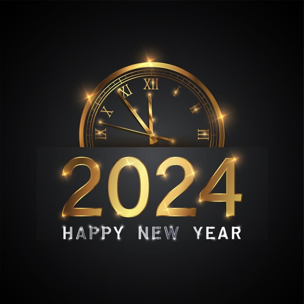 Vector happy new year 2024 con el texto de oro