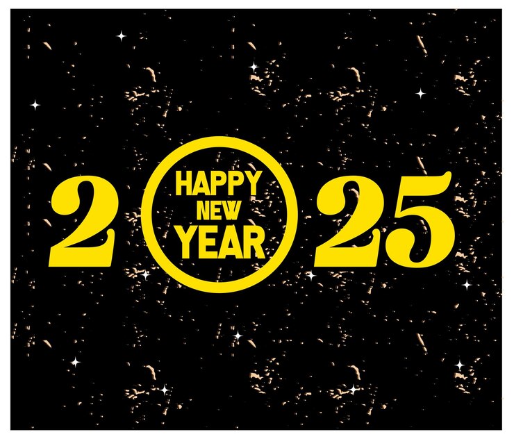Vector happy new year 2025 bandera panorámica plantilla de tarjeta de felicitación festiva silvestre víspera de año nuevo fiesta fondo vector plano ilustración moderna
