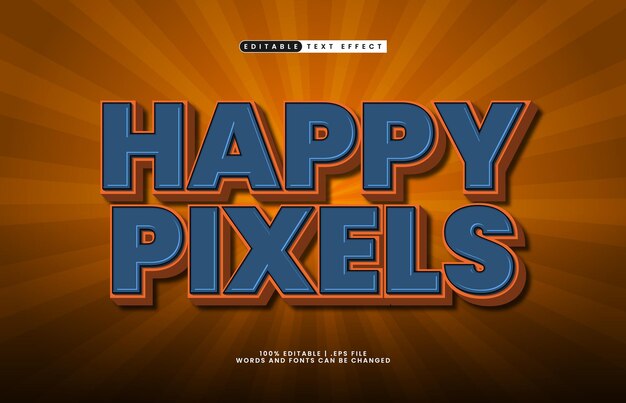 Happy pixels efecto de texto editable con un juego y efecto de texto para niños