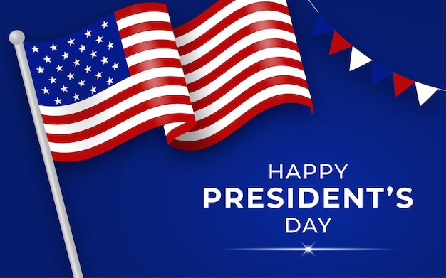 Happy Presidents Day Vector con banderas presidenciales estadounidenses y de los Estados Unidos