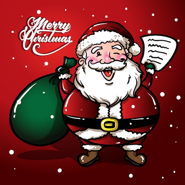 Vector happy santa con notas