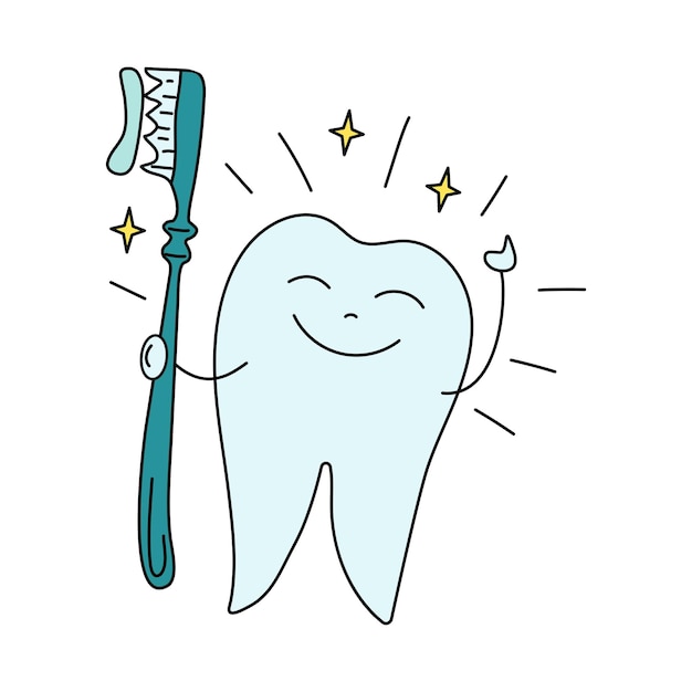 Happy Tooth cepillo de dientes pasta de dientes limpieza de dientes de odontología protección de dientes sanos y brillantes Doodle