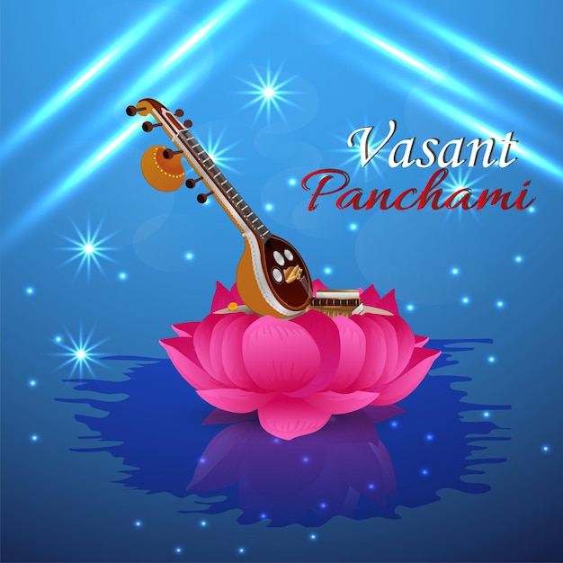 Happy vasant panchami elemento creativo y fondo