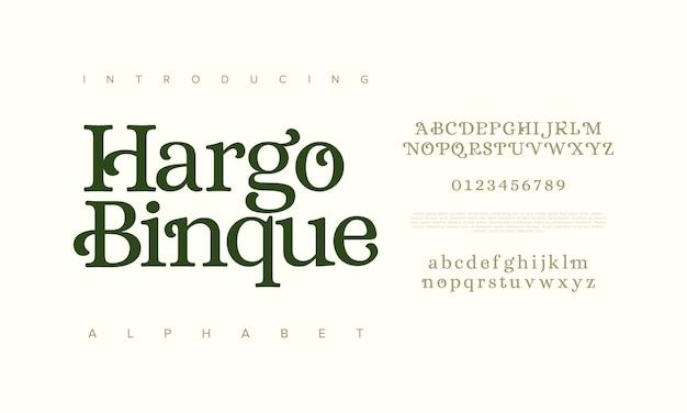 Hargobinque premium lujo elegante alfabeto letras y números Elegante boda tipografía clásica