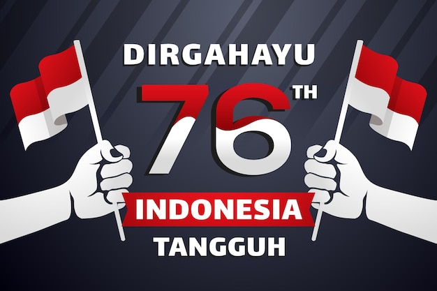 Vector hari kemerdekaan indonesia ke 76 día de la independencia de indonesia con el símbolo de la bandera