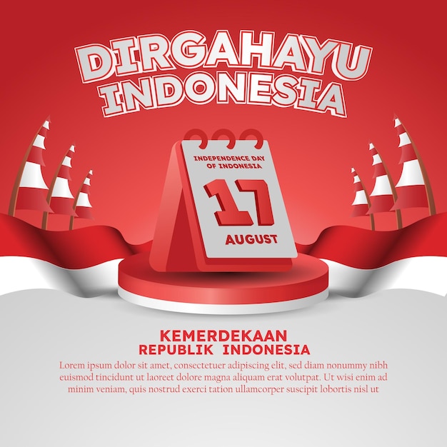 hari kemerdekaan Indonesia significa póster del día de la independencia de Indonesia publicación en redes sociales