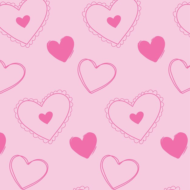 hart romántico dibujo rosa patrón de fondo