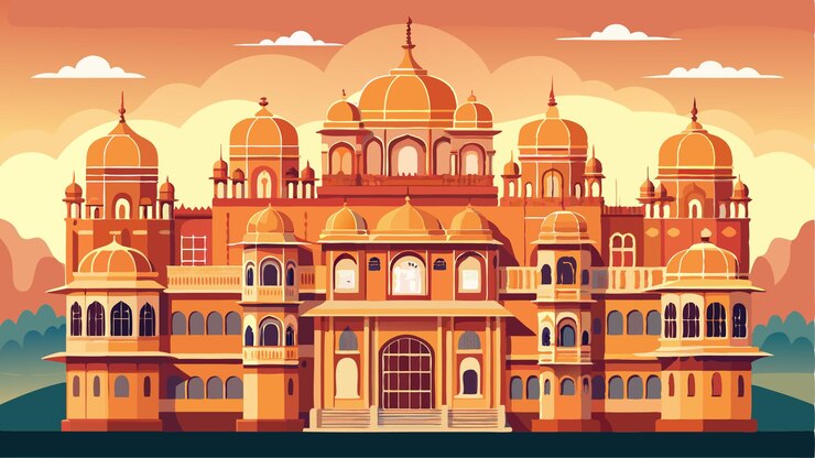 Vector hawa mahal jaipur india ilustración de arte vectorial arquitectónico