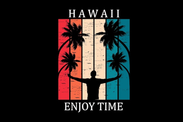 Hawai disfruta del diseño del paisaje vintage retro del tiempo