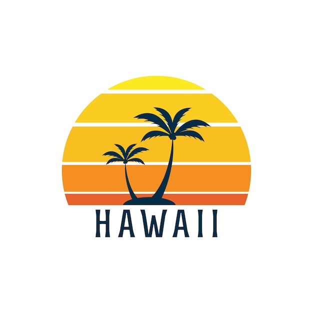 Hawaii Diseño de ilustración de logotipo simple para signo, símbolo, camiseta, afiche, etc.