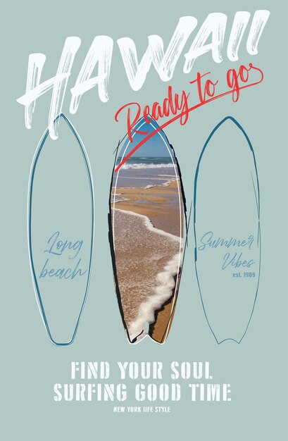 Hawaii listo para ir a la playa de surf