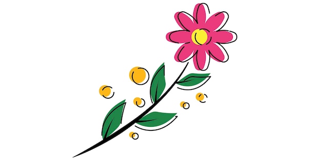 Vector hay un dibujo de una flor con un tallo y hojas
