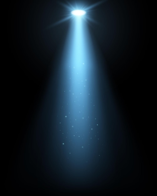 Haz de foco vectorial en escenario oscuro con efecto de brillo rayo de luz brillante con brillo de proyector y