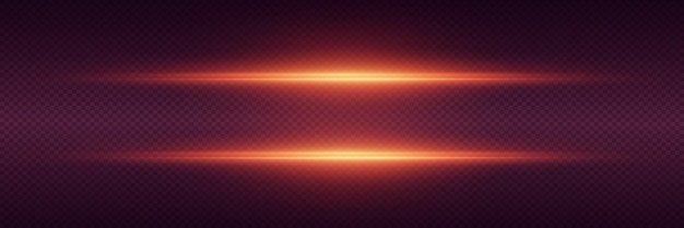 Haz horizontal de luz y deslumbramiento destello mágico de luz línea de neón y explosión de luz