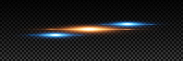 Haz horizontal de luz y deslumbramiento destello mágico de luz línea de neón y explosión de luz