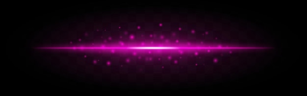 Haz láser púrpura horizontal con partículas brillantes dispersas aisladas en un fondo transparente Efecto de energía brillante ideal para temas futuristas de ciencia ficción o diseño gráfico digital