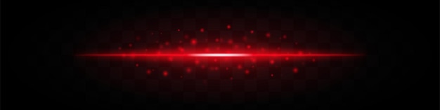 Haz de láser rojo horizontal con partículas brillantes dispersas aisladas en un fondo transparente Efecto de energía brillante ideal para temas futuristas de ciencia ficción o diseño gráfico digital