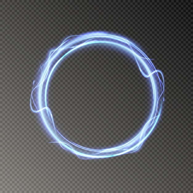 Haz de luz circular vectorial aislado sobre fondo transparente Efecto de luz de neón brillante Vector