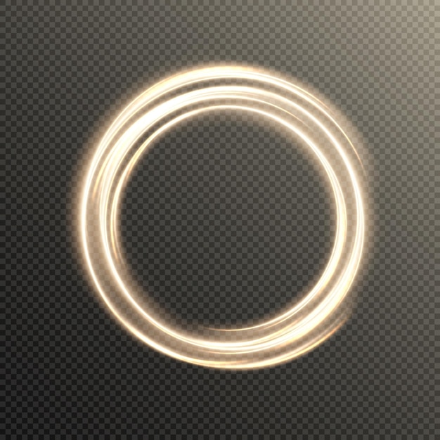 Haz de luz circular vectorial aislado sobre fondo transparente Efecto de luz de neón brillante Vector