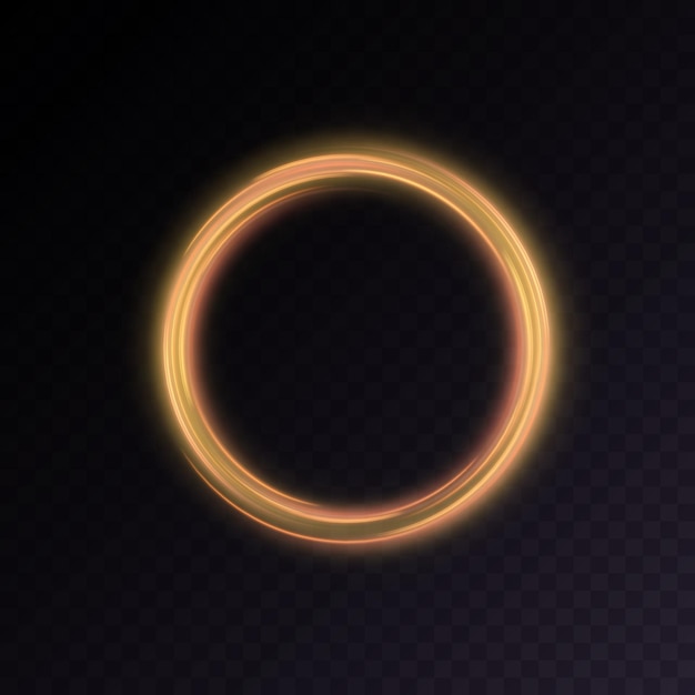 Haz de luz circular vectorial aislado sobre fondo transparente. Efecto de luz de neón brillante. Vector