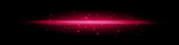 Haz de luz horizontal rojo con partículas de polvo brillantes y movimiento radiante borroso en fondo negro Perfecto para transiciones de fantasía efectos de lujo o superposiciones digitales mágicas
