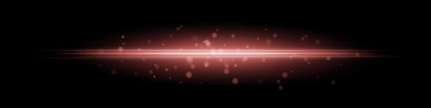 Haz de luz horizontal rojo con partículas de polvo brillantes y movimiento radiante borroso en fondo negro Perfecto para transiciones de fantasía efectos de lujo o superposiciones digitales mágicas