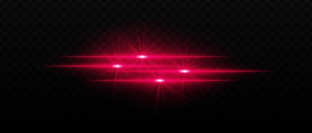 Haz de luz roja brillante con estallidos estelares y brillo radiante Rutas de luz horizontales y deslumbramiento en fondo oscuro que crean un efecto de iluminación vibrante