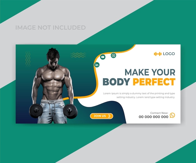 Haz que tu cuerpo sea perfecto plantilla de diseño de banner web de gimnasio