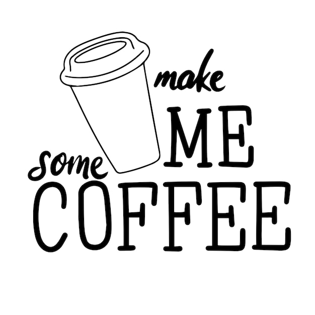 Hazme un poco de café texto aislado en fondo transparente arte vectorial dibujado a mano