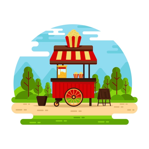 Hazte con esta ilustración plana de un puesto de café