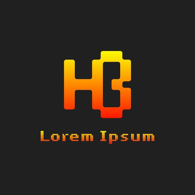 HB Pixel Monogram Letters Logotipo adecuado para cualquier negocio con las iniciales HB o BH
