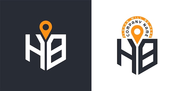 HB Ubicación Logo Bundle Carta HB Logo Iconos de doble vector para el reclutamiento y la navegación