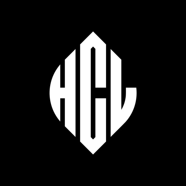 HCL diseño de logotipo de letras circulares con forma de círculo y elipse HCL letras elípticas con estilo tipográfico Las tres iniciales forman un logotipo de círculo HCL emblema de círculo Monograma abstracto letra marca vector