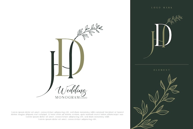 hd dh logotipo inicial del monograma de la boda
