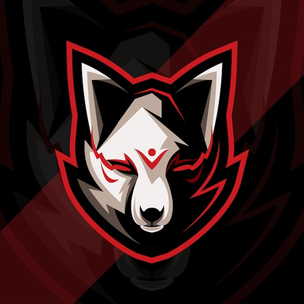 Head kitsune mascot logo esport template design