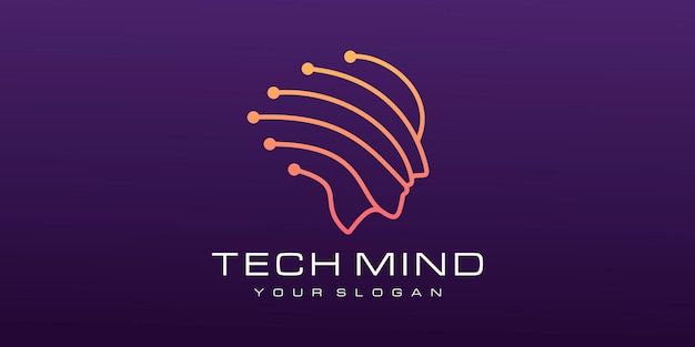 Head tech logo tecnología robótica logo vector diseño inspiración