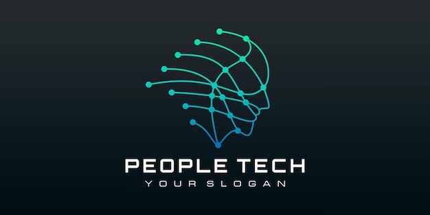 Head tech logo tecnología robótica logo vector diseño inspiración
