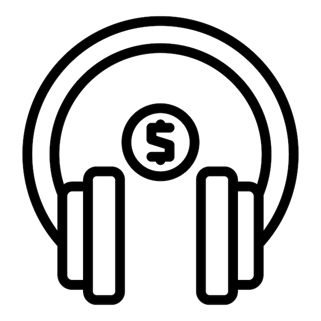 Headset de finanzas icono de lección contorno vector trabajo libre moneda de la compañía