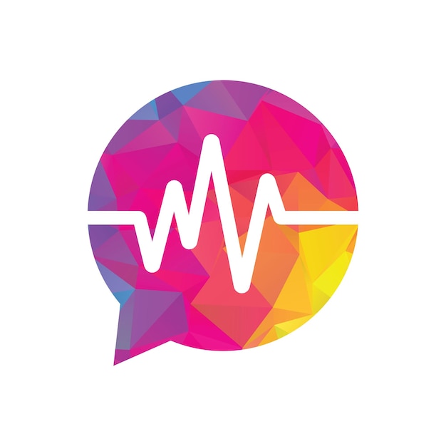 Health consult logo design concept medical logo and heartbeat waves in chat icon logo template