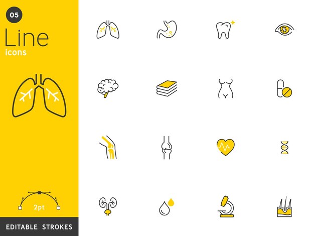 Healthcare and medical line icons collection editable strokes For mobile concepts and web apps