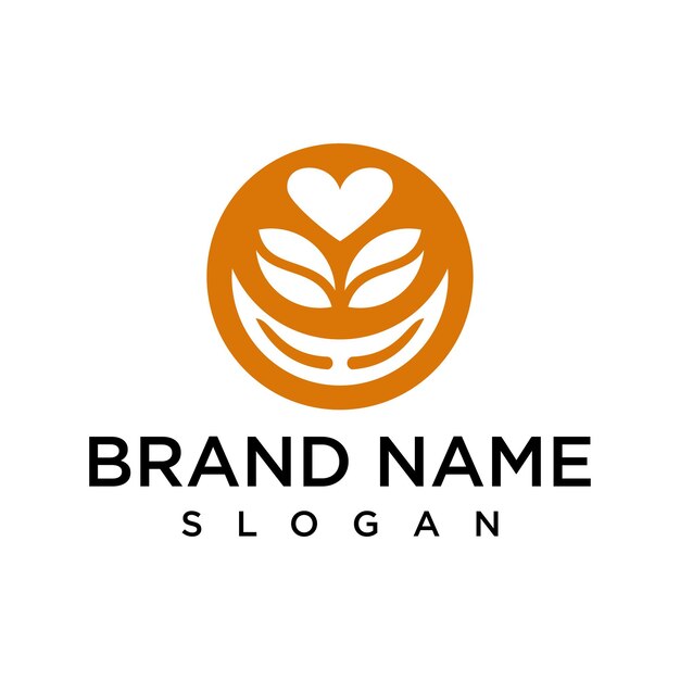 Heart and leaf logo in a circle Orange design warm and inviting