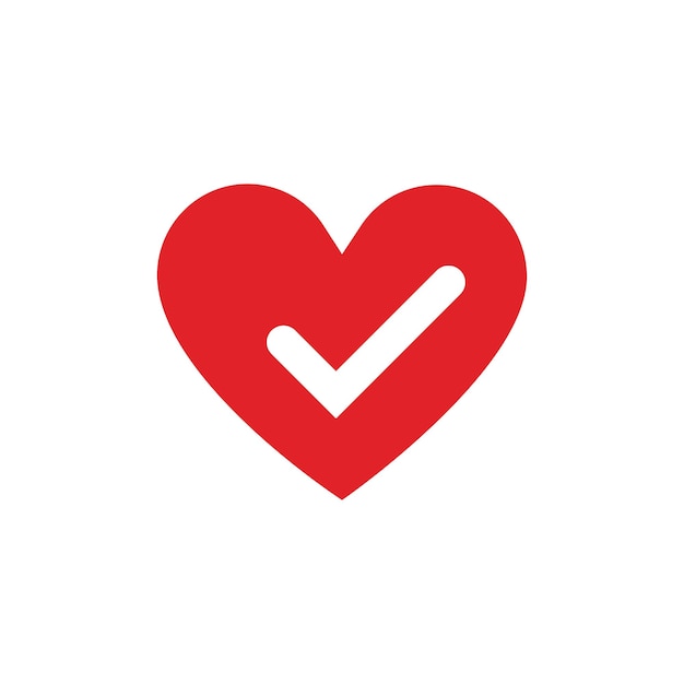Heart Check Logo DesignVector ilustración aislada sobre fondo blancoEps 10
