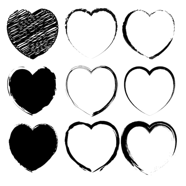 Heart doodles set elemento de diseño dibujado a mano para el día de San Valentín