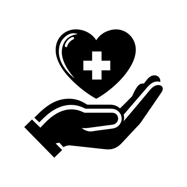 Heart in hand vector icon Healthcare hands holding heart vector icon style