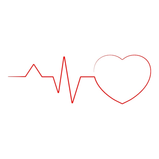 Heartbeat line heart cardio ekg aislado en un fondo ilustración vectorial realista