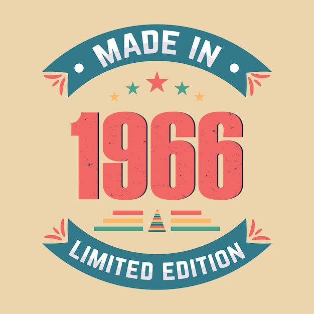 Hecho en 1966 edición limitada de diseño de camiseta de citas de cumpleaños